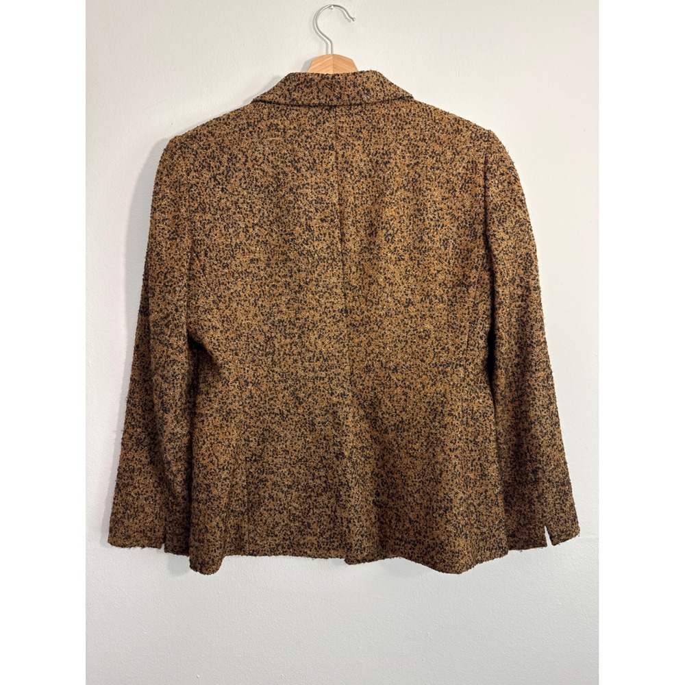Linda Allard Ellen Tracy Wool Blend Tweed Blazer Brown Black Boucle Jacket Sz 8 - Picture 4 of 6